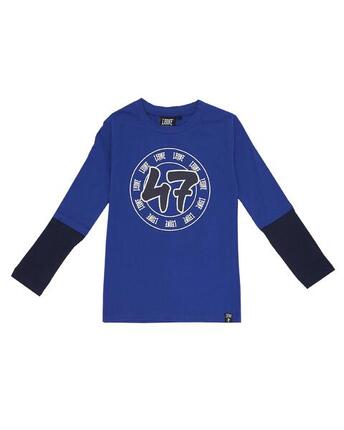 Zweifarbiges Langarm-T-Shirt für Kinder mit Basic-Aufdruck