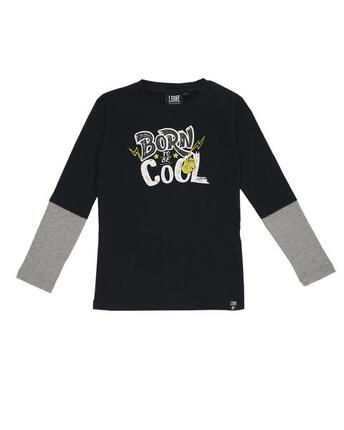 Zweifarbiges Langarm-T-Shirt für Kinder mit Basic-Aufdruck