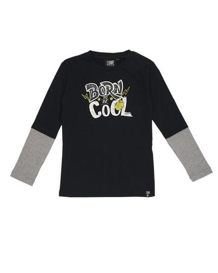 Zweifarbiges Langarm-T-Shirt für Kinder mit Basic-Aufdruck