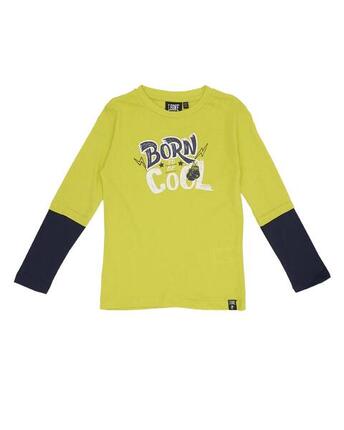 Zweifarbiges Langarm-T-Shirt für Kinder mit Basic-Aufdruck