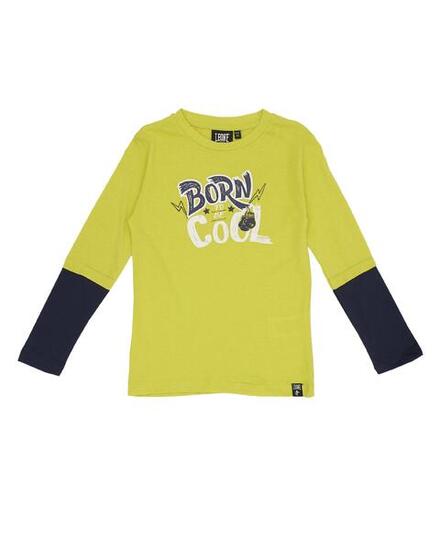 Zweifarbiges Langarm-T-Shirt für Kinder mit Basic-Aufdruck