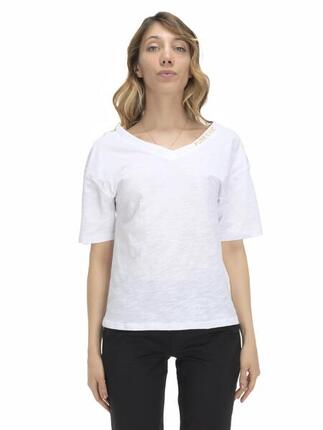 Aardetinten dames T-shirt met V-hals