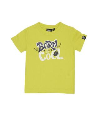 Kinder-t-shirt met korte mouwen en "born cool"-opdruk.