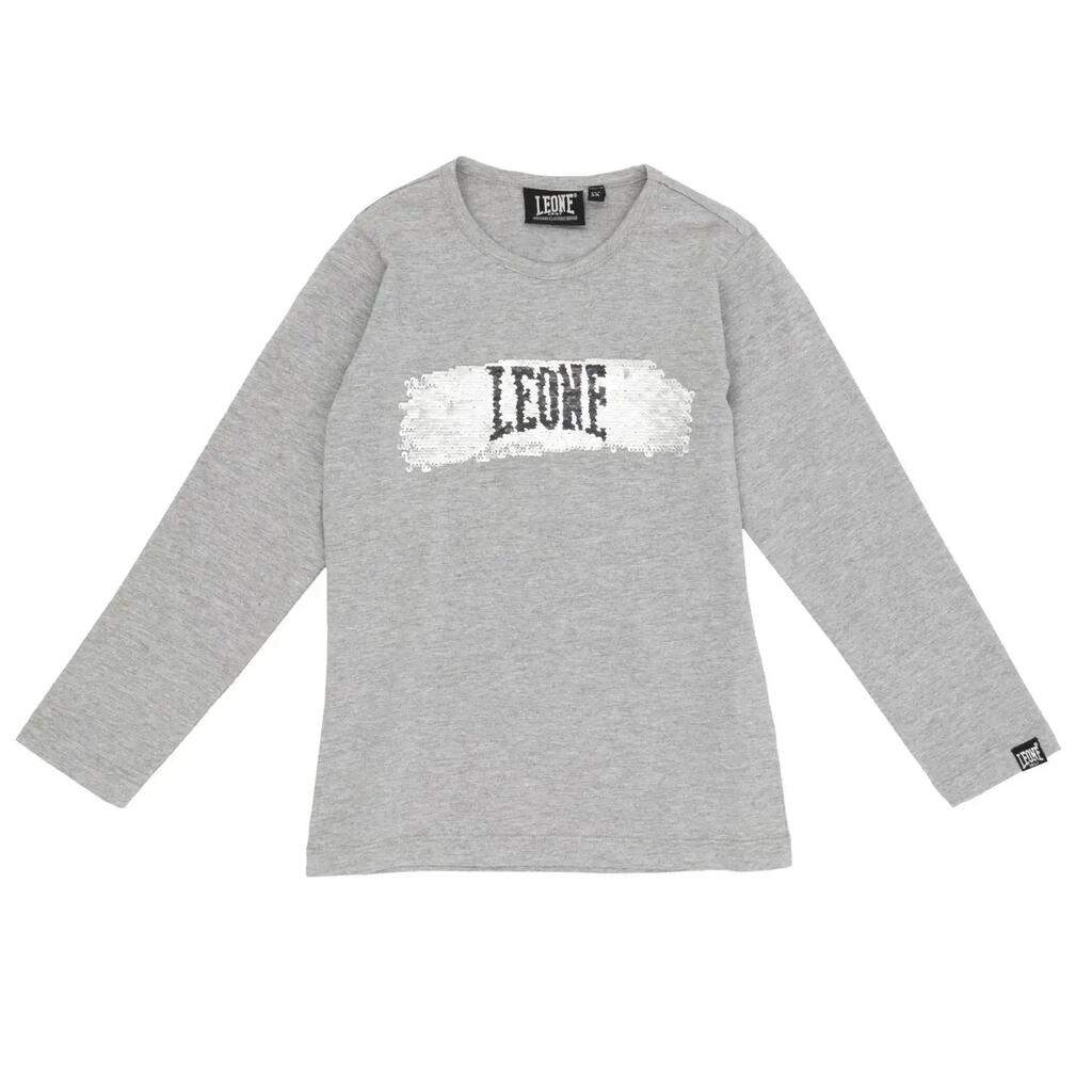 Girl t-shirt long sleeves sequins Super Grey