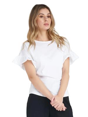Sparkly dames-t-shirt met korte mouwen en ruches