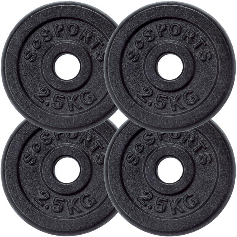Set de placi de greutate 10 kg (4 x 2.5 KG) 30 si 31 mm din fonta negru