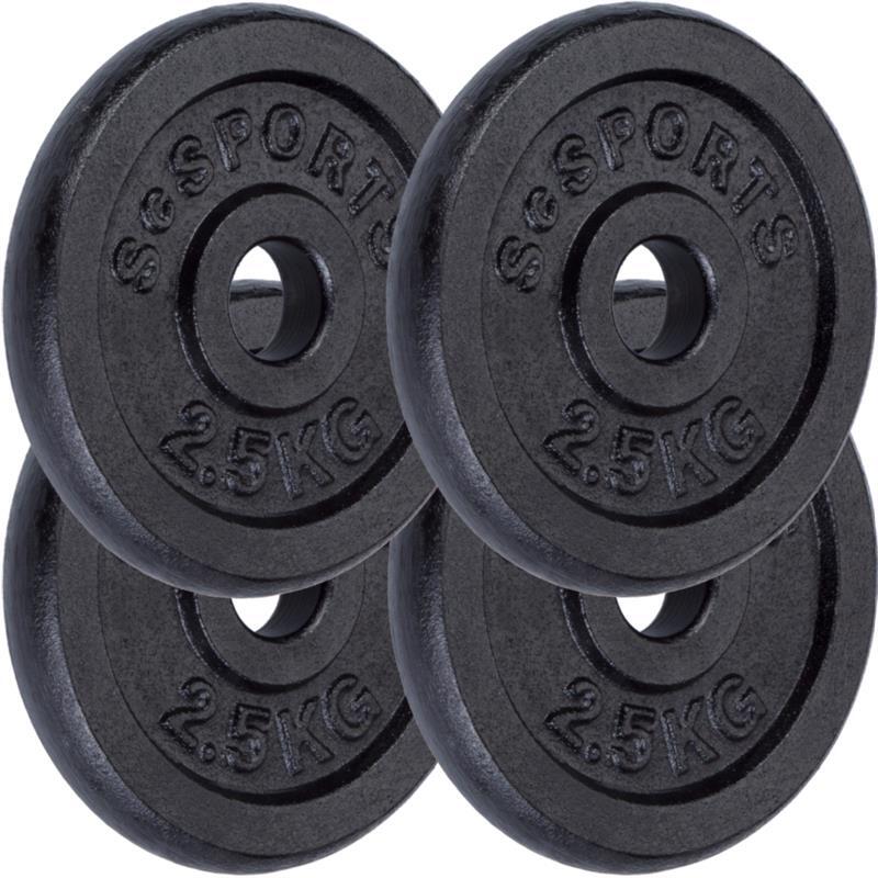 Set de placi de greutate 10 kg (4 x 2.5 KG) 30 si 31 mm din fonta negru