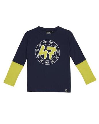 Zweifarbiges Langarm-T-Shirt für Kinder mit Basic-Aufdruck