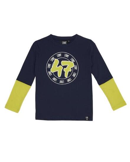 Zweifarbiges Langarm-T-Shirt für Kinder mit Basic-Aufdruck