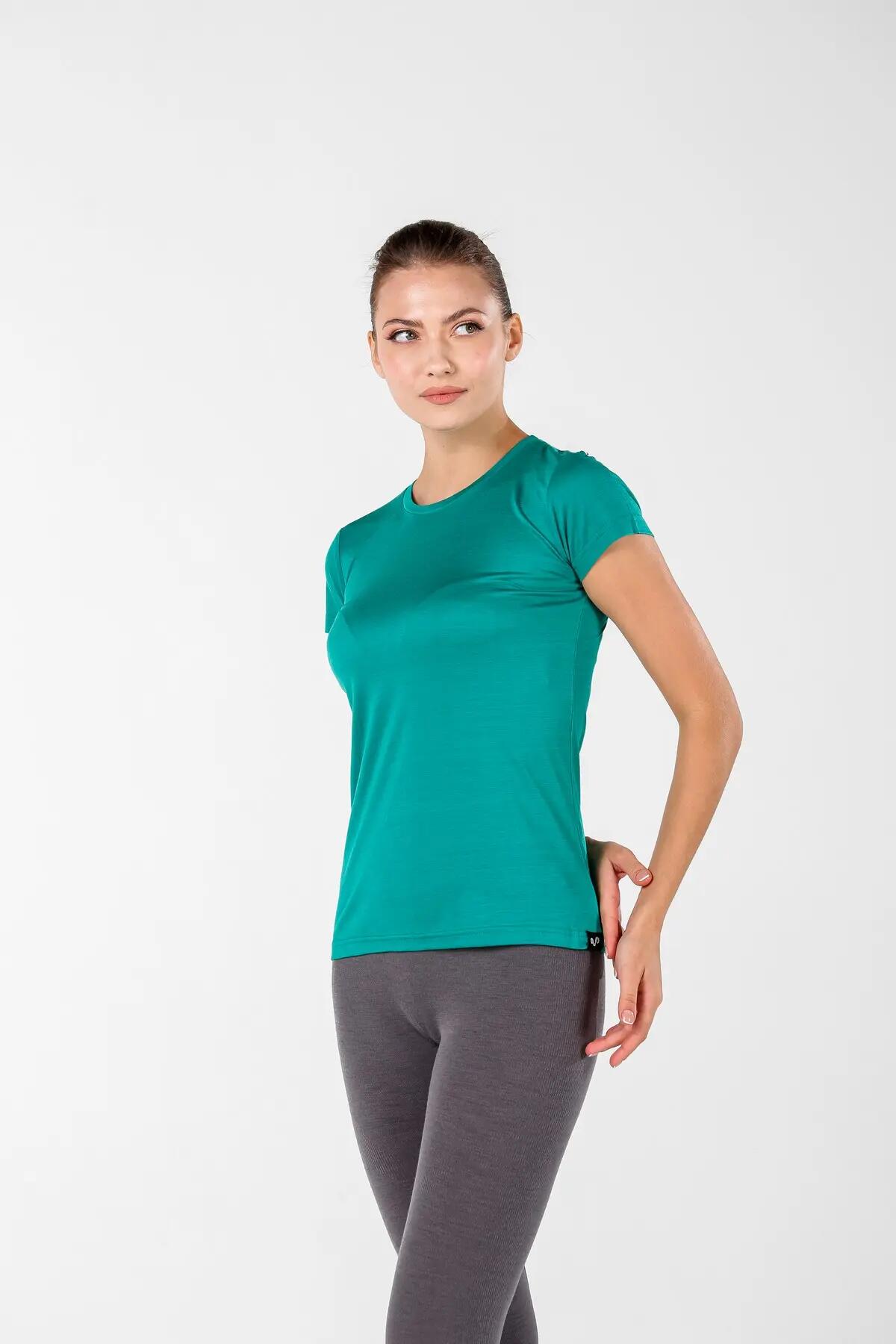 Pera - Koszulka damska  (100% wełny Merino, 135gr) L, Szmaragdowy 3/7