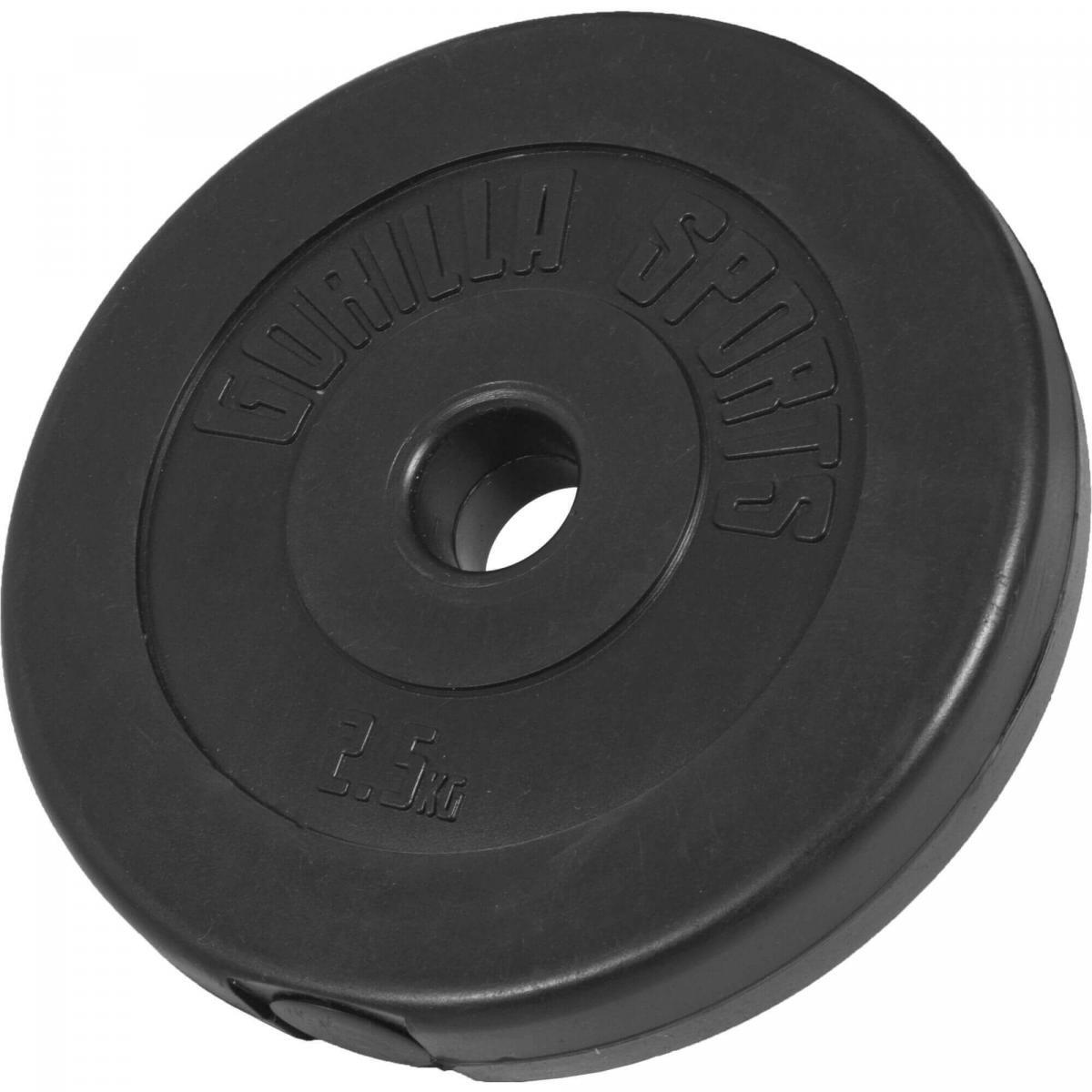 Gorilla Sports - Disque De Musculation Plastique | Diam 31mm | Au Choix De 1,25kg À 15kg - Poids De Musculation - Noir - 2,5 Kg - Decathlon