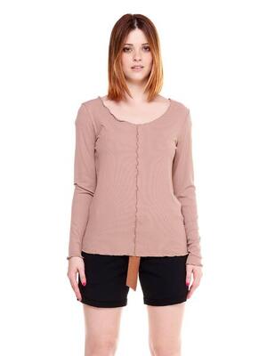 Aardetinten t-shirt met lange mouwen voor dames