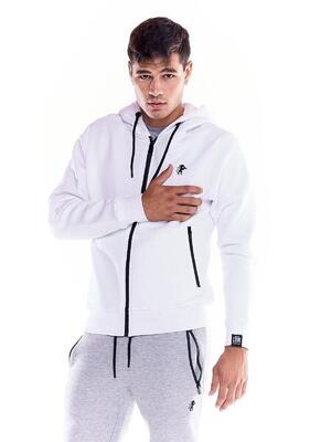 Zacht basic sweatshirt met capuchon en leeuwicoon en grote zak