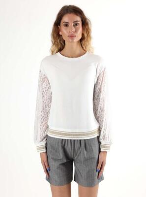 Leone lace dames sweaters met ronde hals en elastische taille