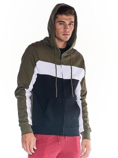 Earth Tones Herren-Sweatshirt mit durchgehendem Reißverschluss und Kapuze