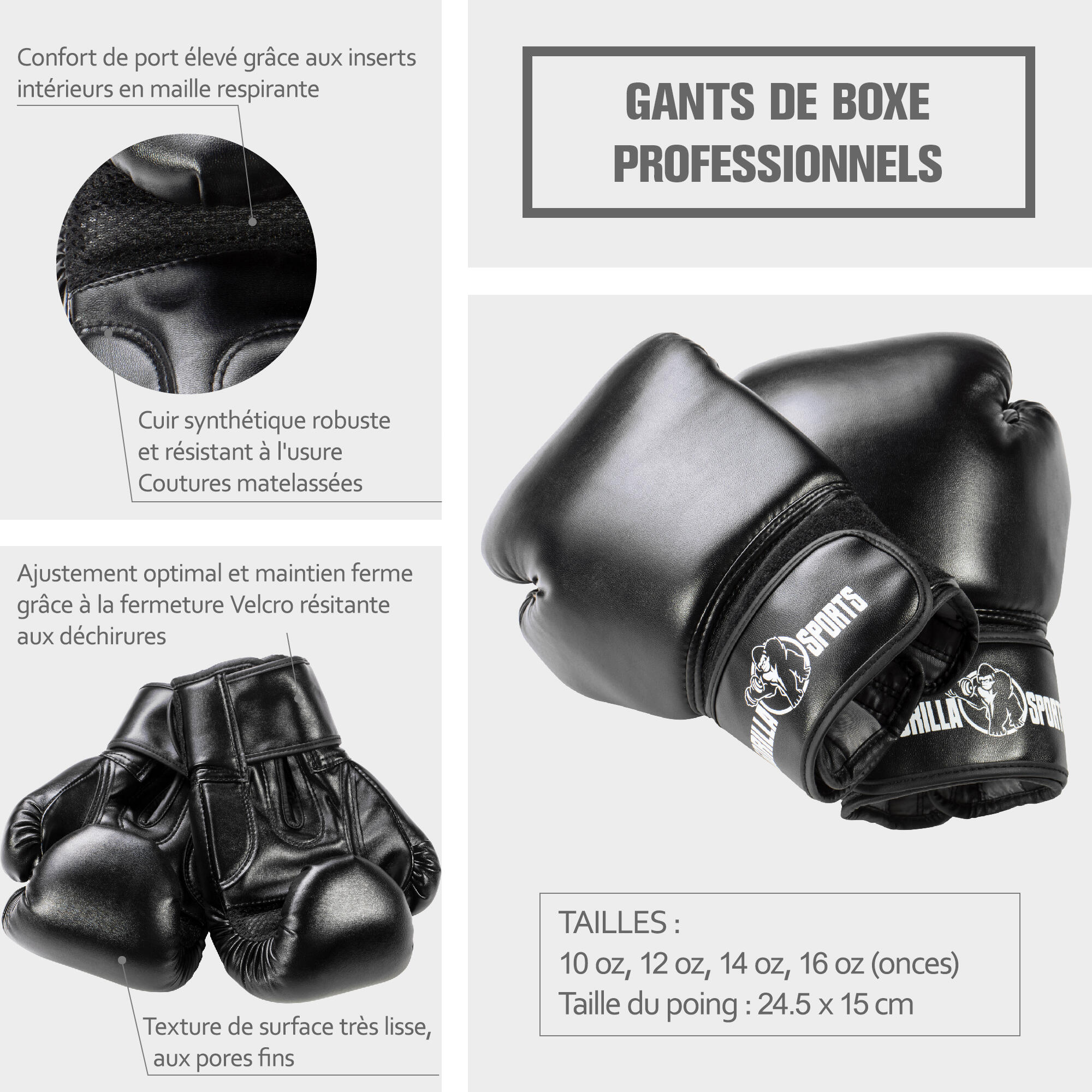 Rękawice bokserskie Gorilla Sports 10 oz 4/6