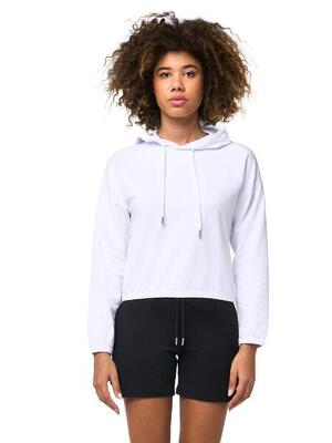 Leone basic korte crop-pull-on damessweatshirt met capuchon