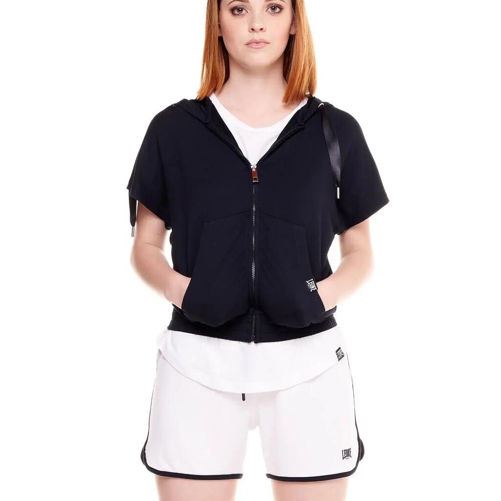 Woman hoody short sleeves Black Boring
