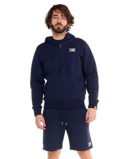 Felpa da uomo con cappuccio e zip non felpata Leone Basic