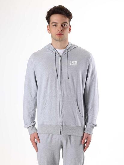 Sweat homme Leone Sporty avec capuche et zip non brossé