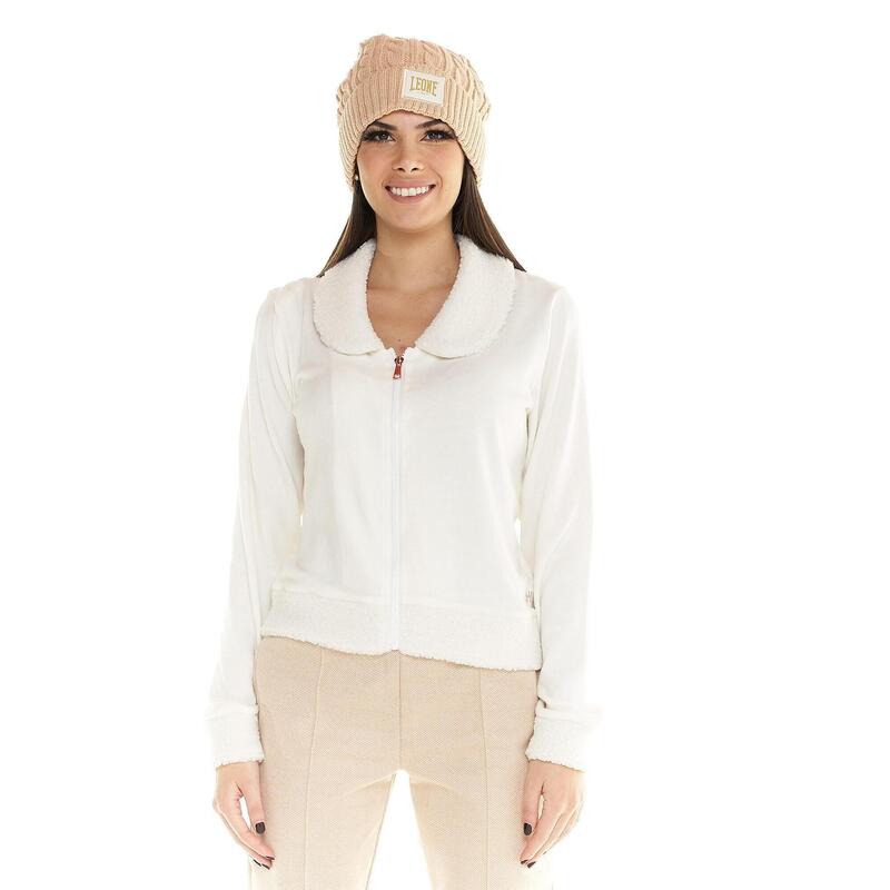 Hanorac scurt Leone pentru femei, cu fermoar complet, stil winter chic, stil box