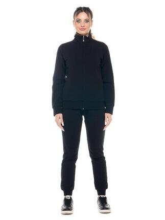 Leone Basic Damen-Sweatshirt mit Kragen und Reißverschluss