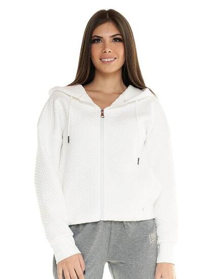 Felpe con cappuccio trapuntata corta Leone donna con zip intera Leisure