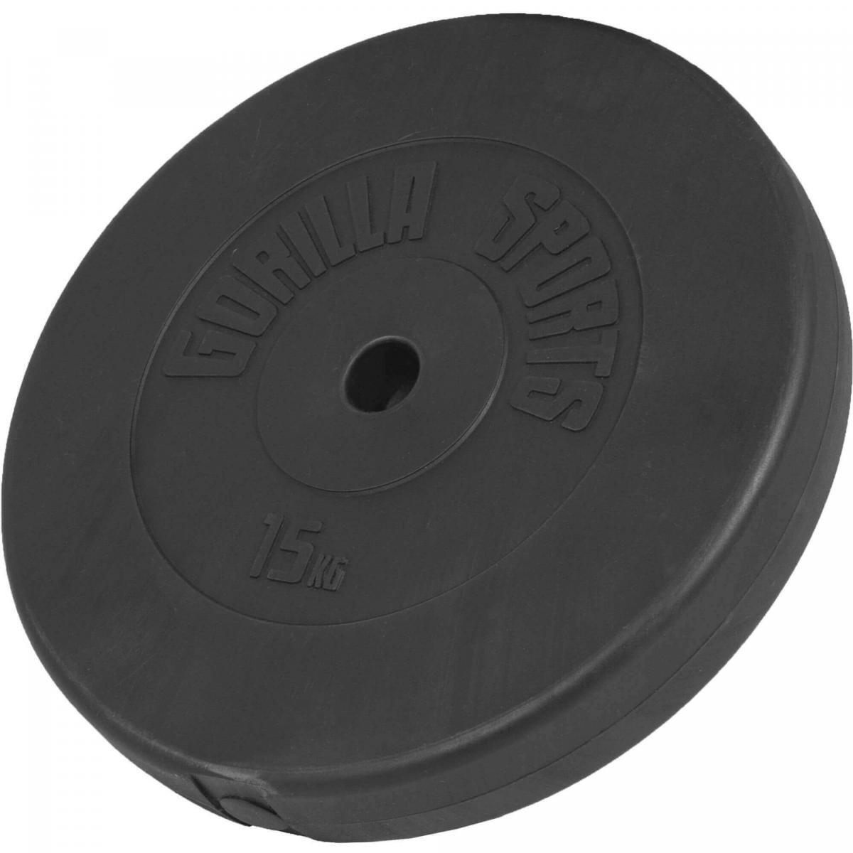 Gorilla Sports - Disque De Musculation Plastique | Diam 31mm | Au Choix De 1,25kg À 15kg - Poids De Musculation - Noir - 15 Kg - Decathlon