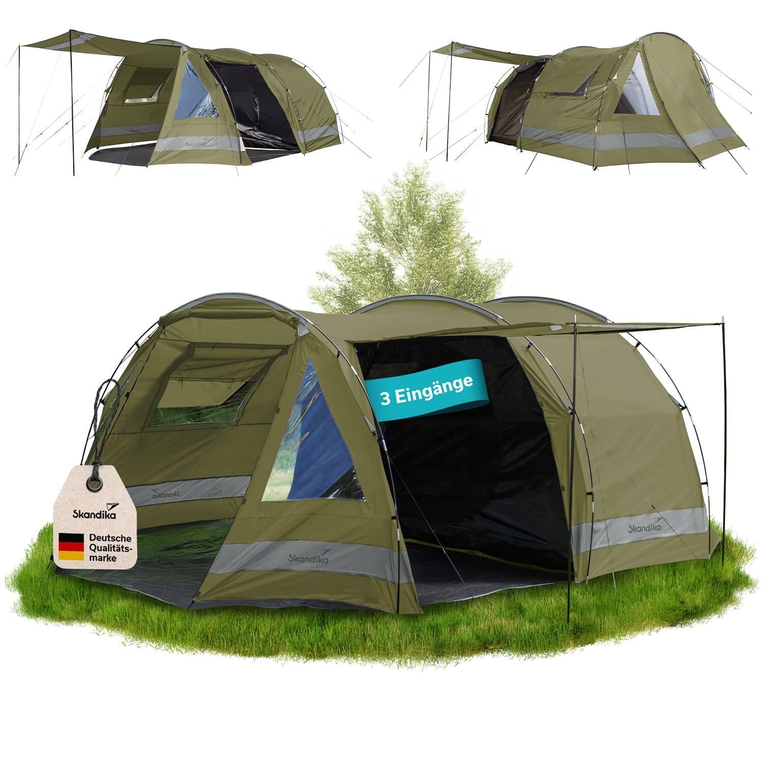 Skandika - Tente Tunnel Kambo 4 - Tente Camping 4 Personnes -  1x Cabine De Couchage Sombre - Tente - Vert - 4 Places - Decathlon