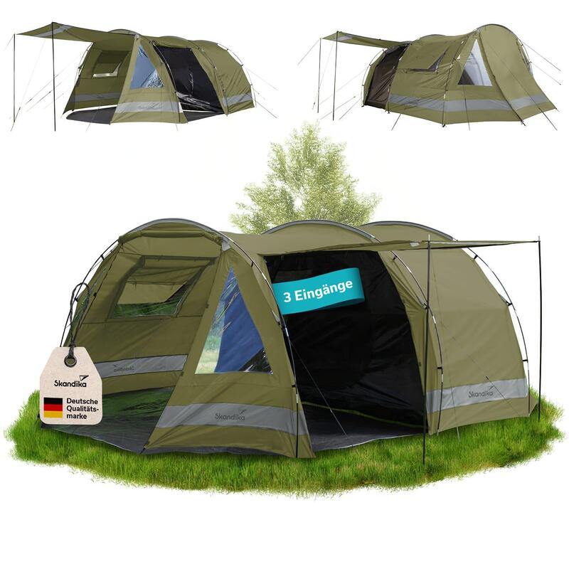 Tente Tunnel Kambo 4 - Tente camping 4 personnes -  1x cabine de couchage sombre