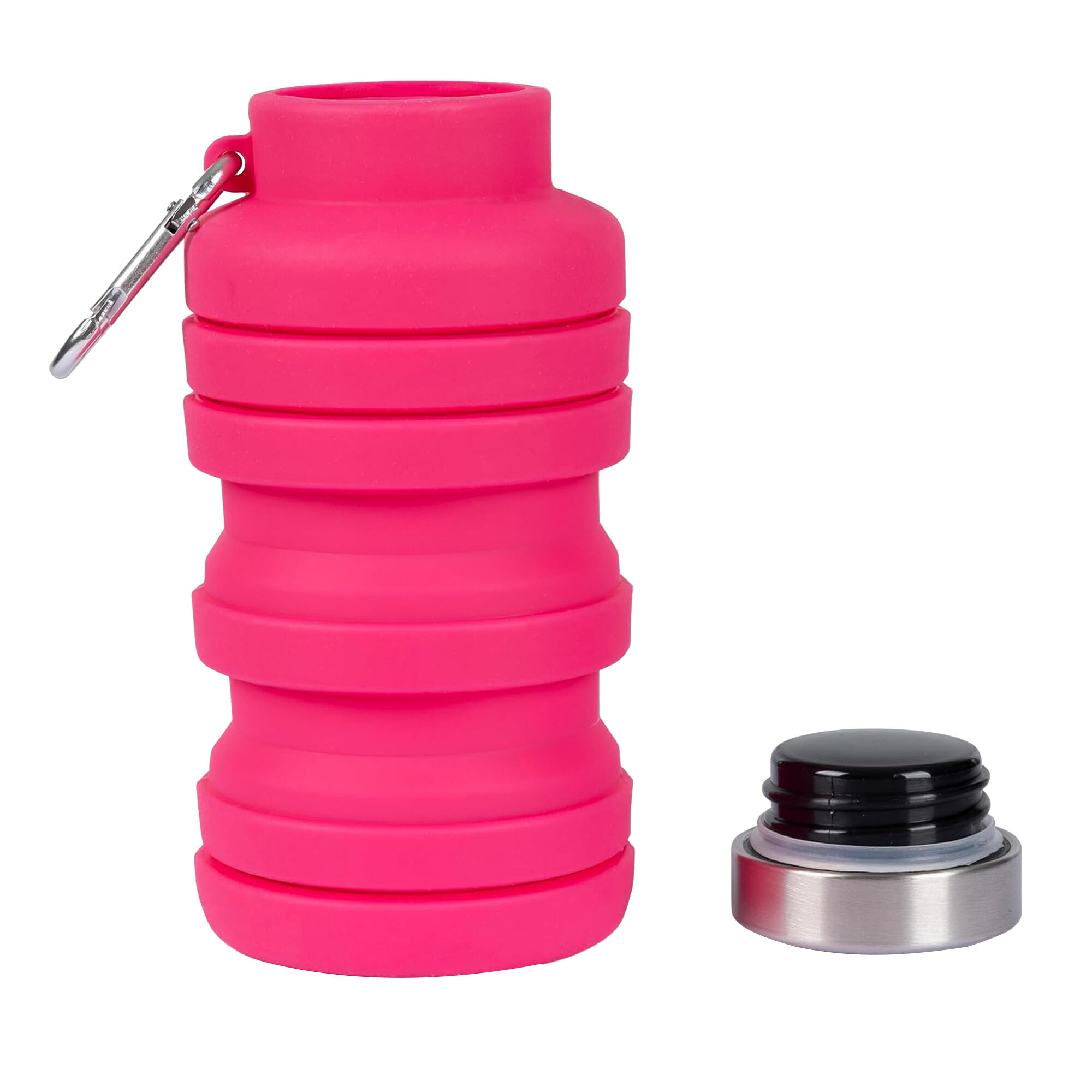 Wasserflasche "Vavo", Faltbar, Silikon Damen und Herren Flamingo-Rosa 4/5