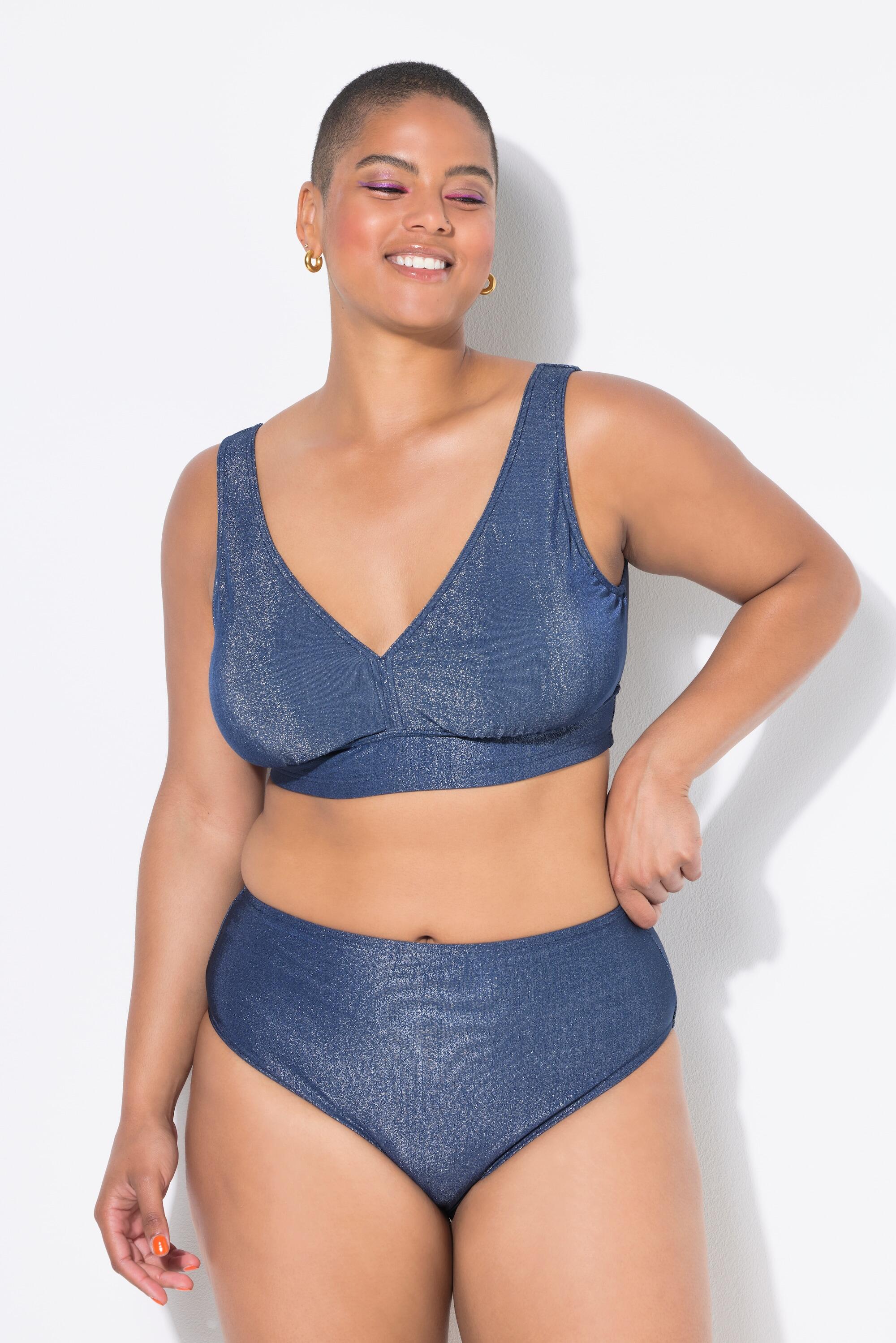 ULLA POPKEN Slip bikini a vita alta glitter - Donna, Blu