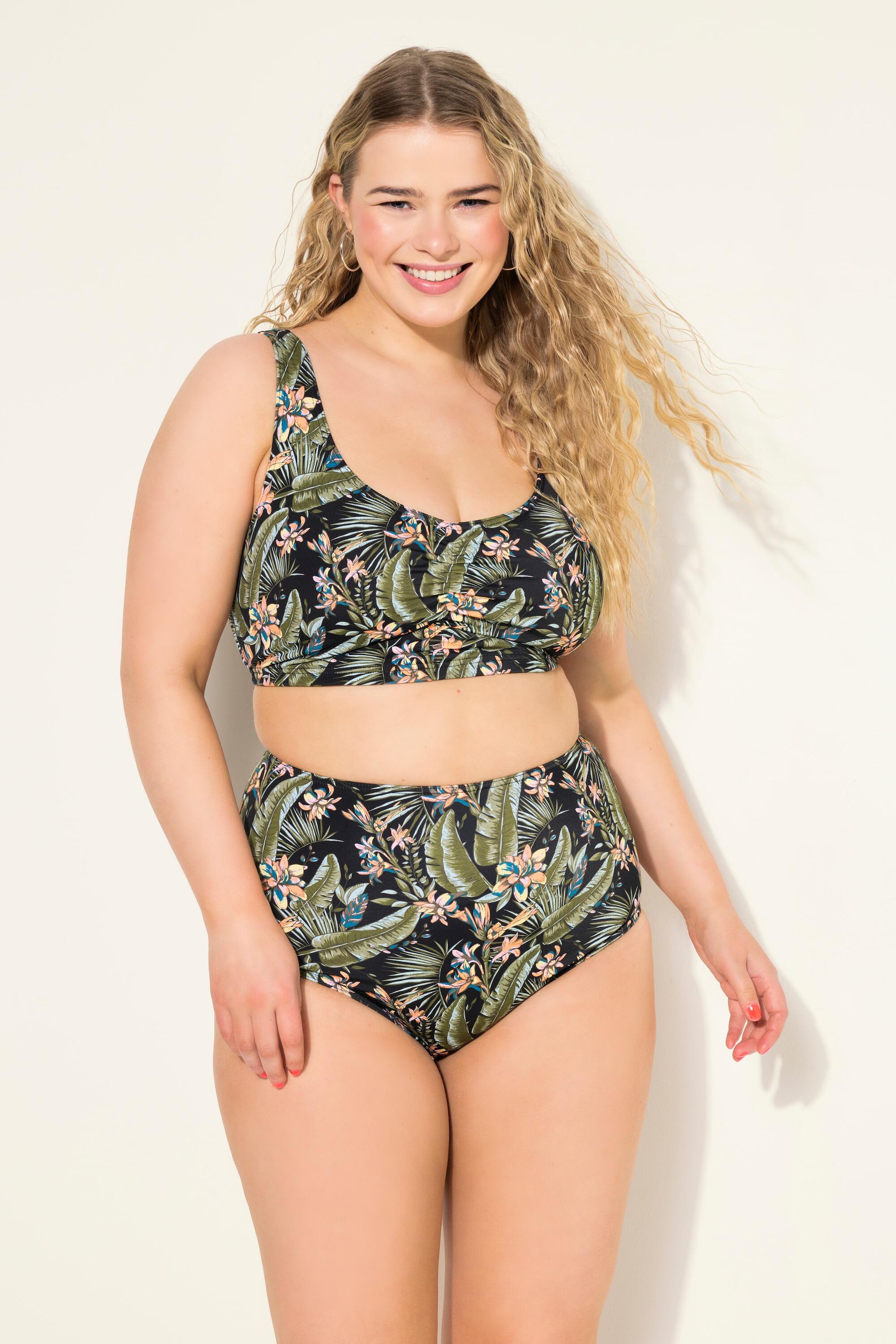 ULLA POPKEN Slip bikini donna a vita alta, stampa tropicale, stile panty