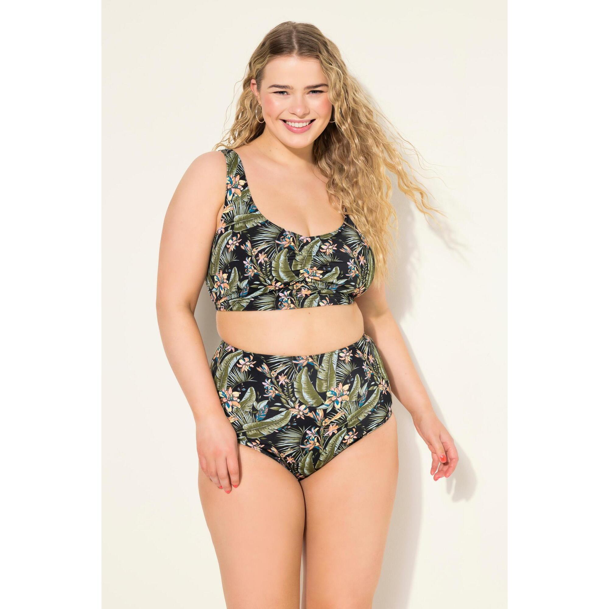 Damskie Slipy bikini wysoki stan styl fig nadruk tropikalny