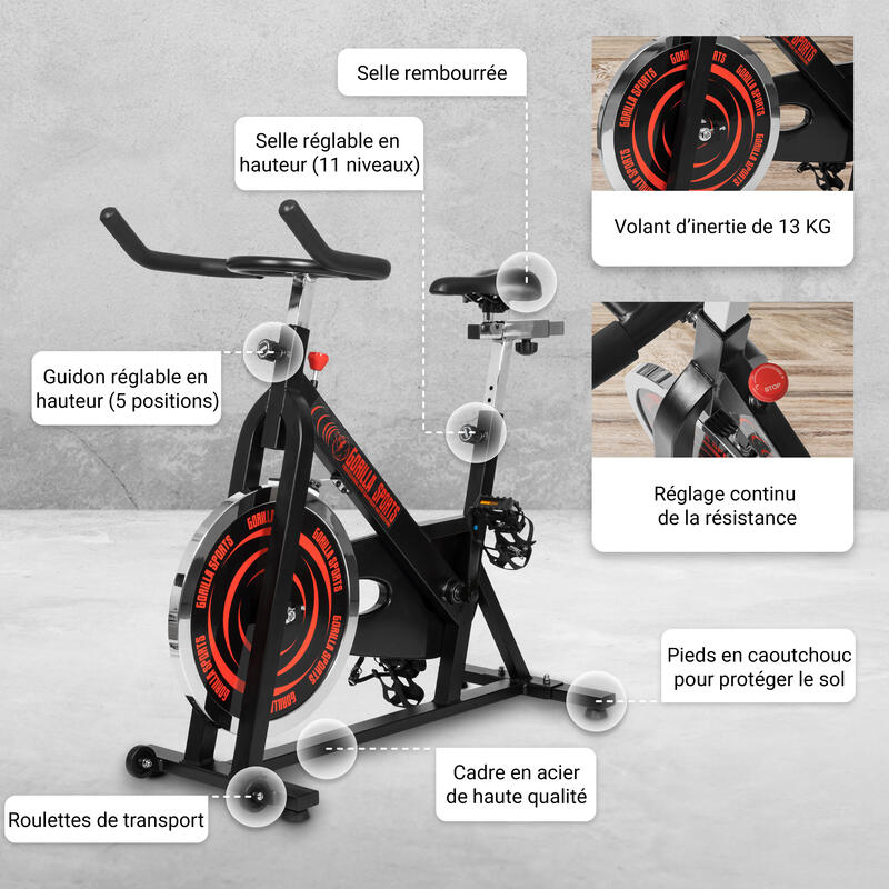 Gorilla Sports Indoor Cycling Bike - Hometrainer - Spinning Fiets