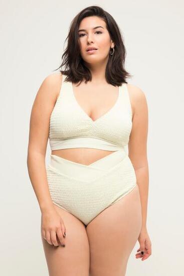 Damskie Figi bikini faktura wysoki stan pas w kopertowym stylu