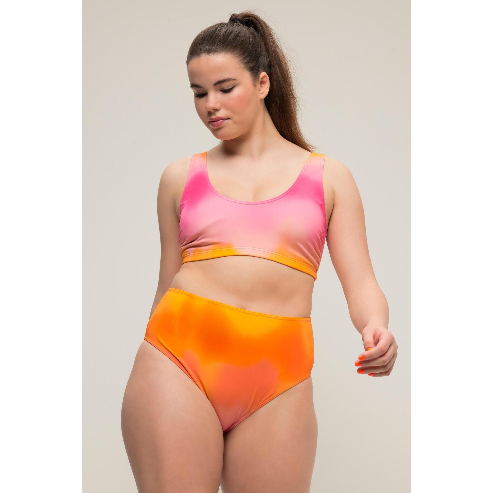 Ulla Popken - Femme Culotte De Bikini À Taille Haute Dégradé De Couleurs - Bas De Maillot De Bain (bikini) - Orange - 48 Xl - Decathlon