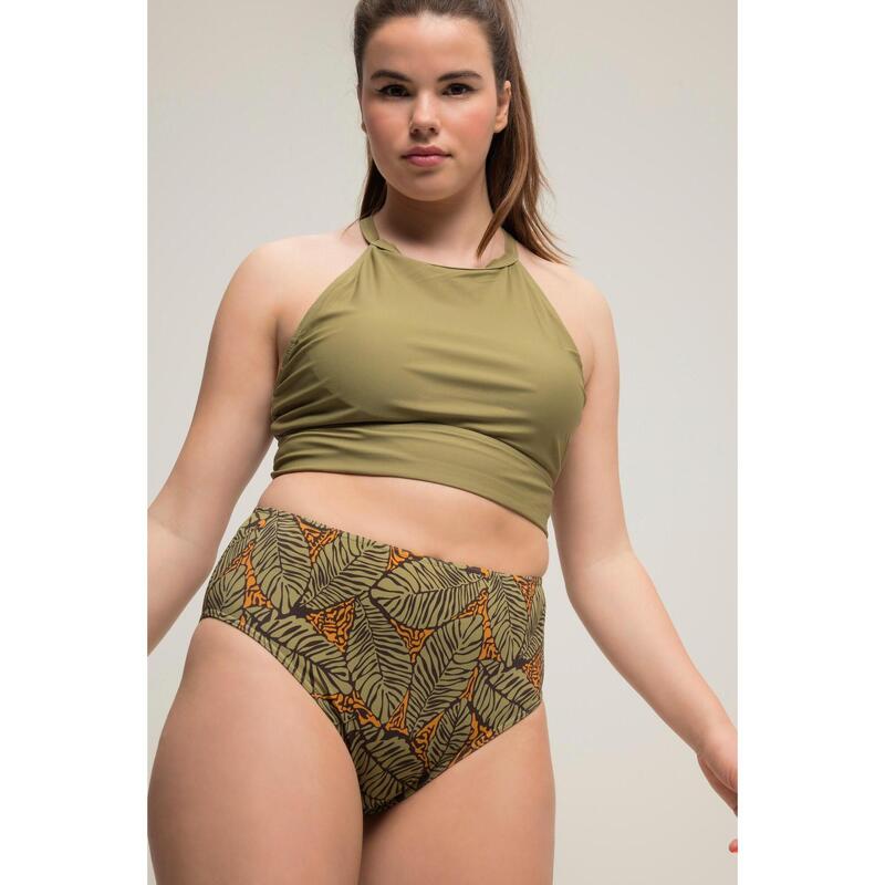 Damskie Figi od bikini nadruk w liście wysoki stan
