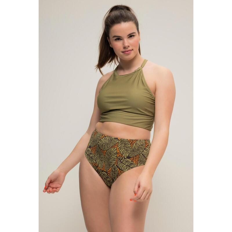 Damskie Figi od bikini nadruk w liście wysoki stan