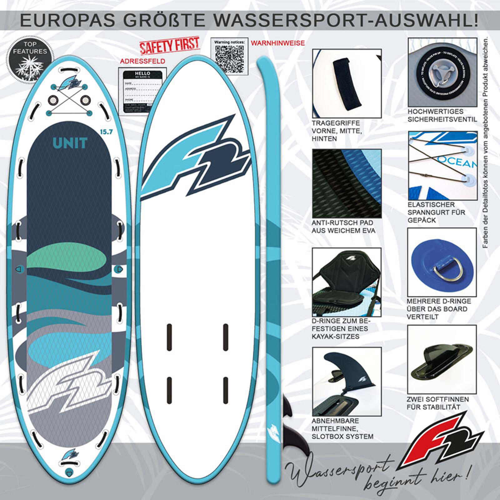 F2 SUP Stand Up Paddle Board Big SUP Unit 15'7'' 479cm Blau 3/5