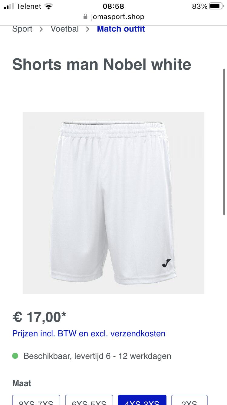Entre Particuliers - Short de football NEW blanc 3/4