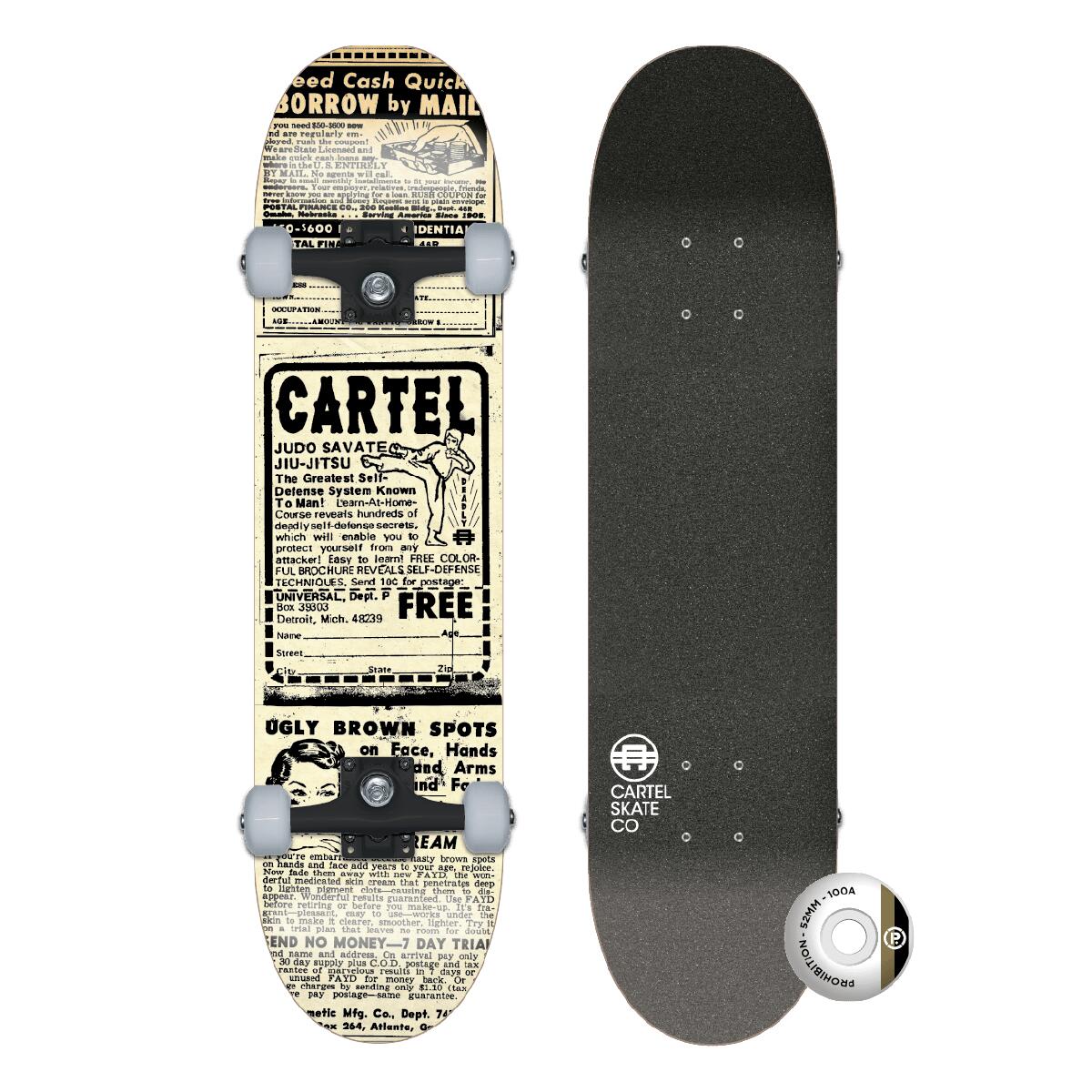 Cartel - Karate - Skateboard Complet 7.8 - Skateboard Complet - Blanc|noir - Decathlon