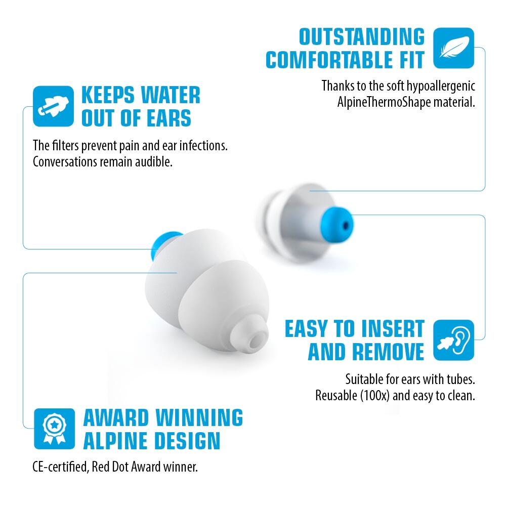 Tapones para los oídos natación adultos reutilizables hidrófugos - Alpine 5/6