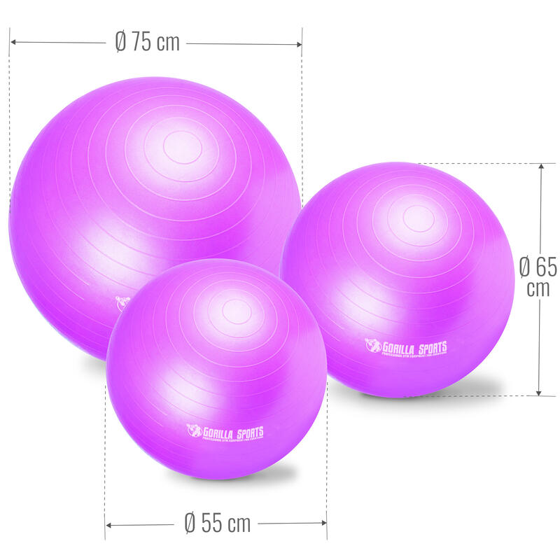 Minge de exercitii mată Lila 75 cm