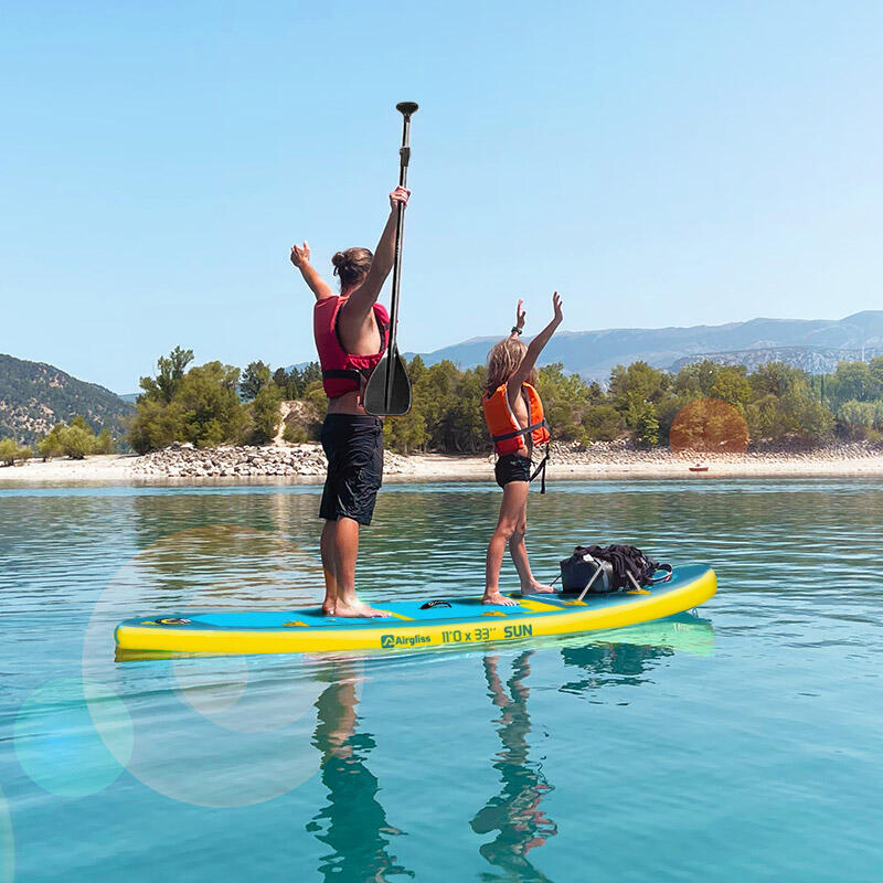 PACK COMPLET PADDLE KAYAK GONFLABLE AIRGLISS SUN 11.0 JUSQU'A 2 PERSONNES