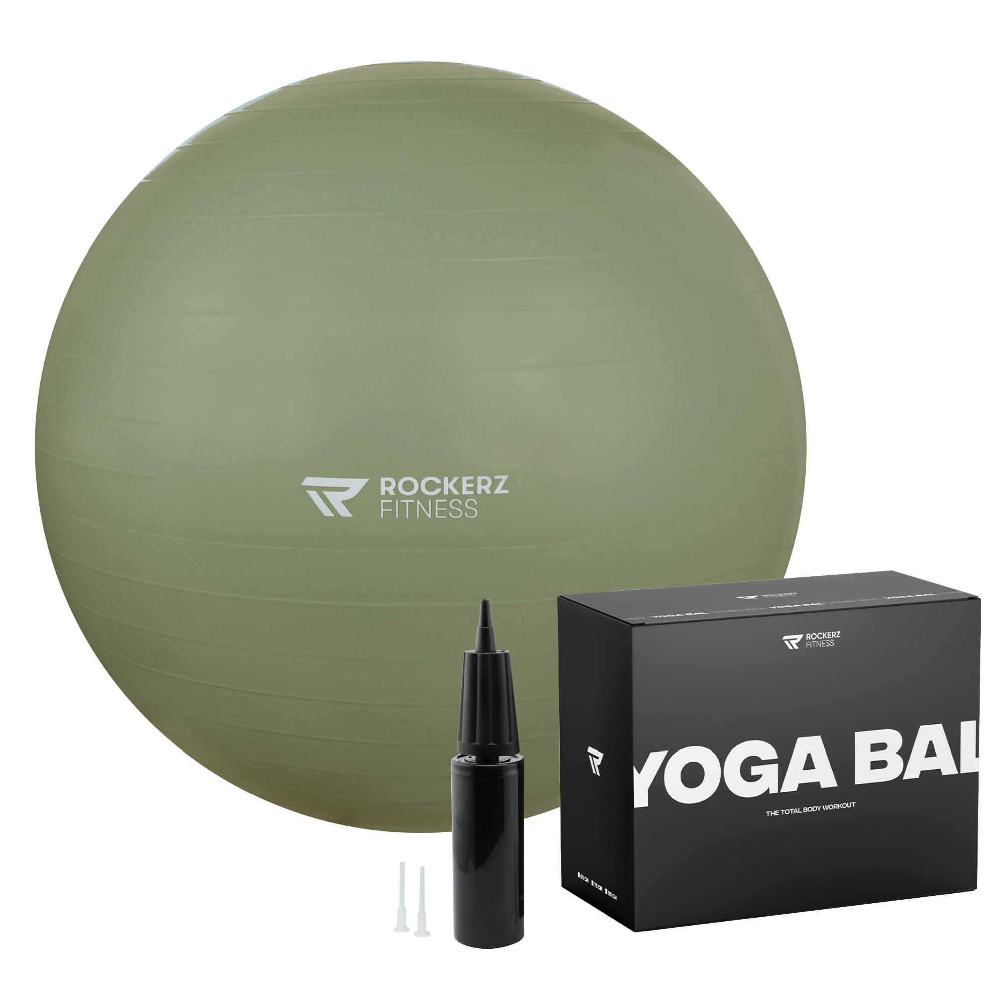 ROCKERZ FITNESS Fitnessbal - Yoga bal - Gymbal - Zitbal - 65 cm - Kleur: Olijfgroen