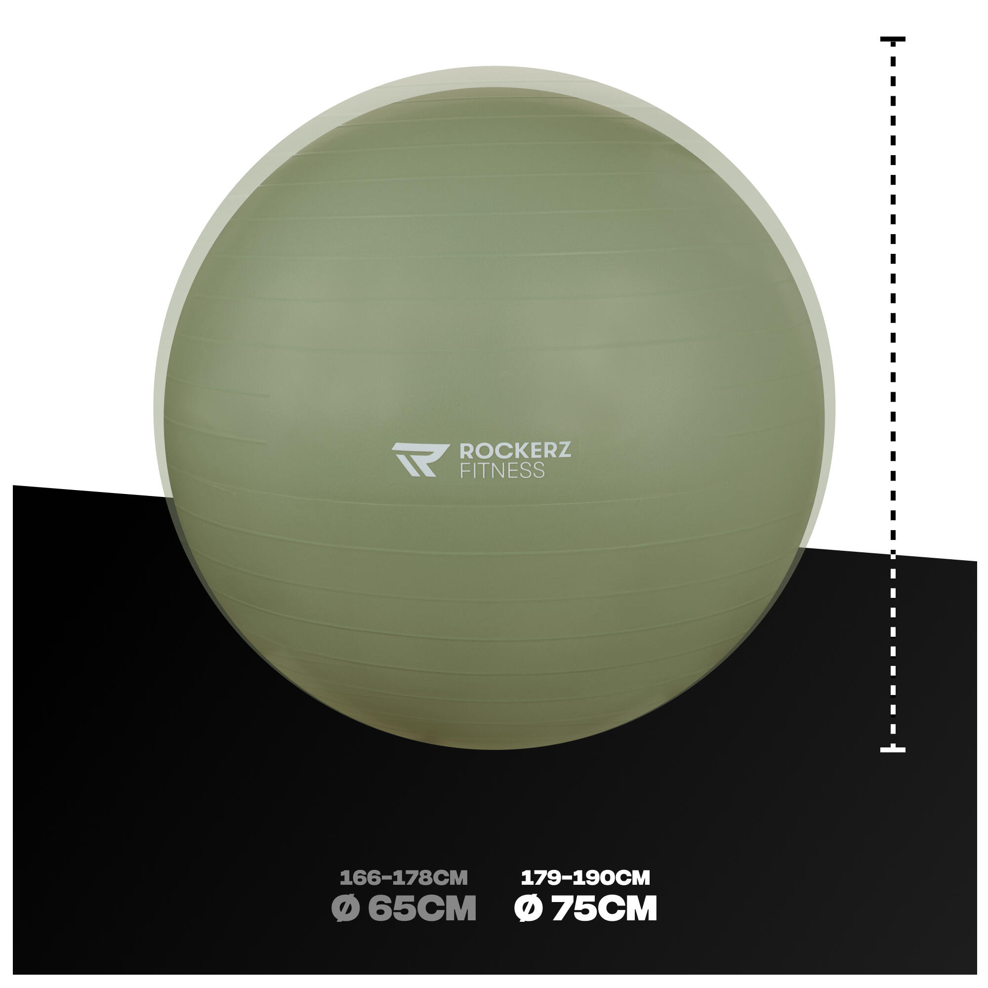 Fitness Ball – Yoga Ball – Gym Ball – Sitting Ball – 75 cm – Colour: Olive Green 3/7