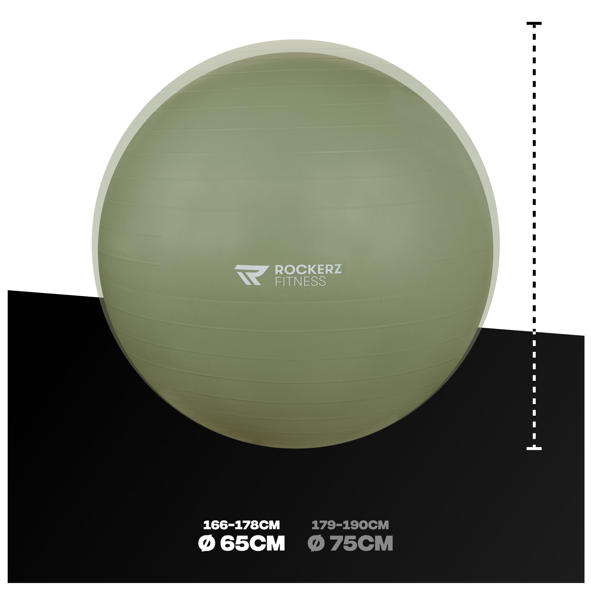 Ballon de fitness - Ballon de yoga - 65 cm - couleur: vert olive 3/8