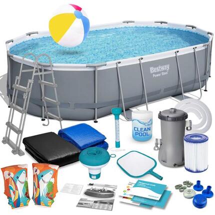 Basen ogrodowy stelażowy 488 x 305 x 107 cm zestaw 17w1 Bestway 56448