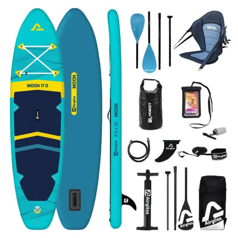 AIRGLISS PACK COMPLETO KAYAK HINCHABLE DE REMOS AIRGLISS MOON 11.0 PARA HASTA 2 PERSONAS
